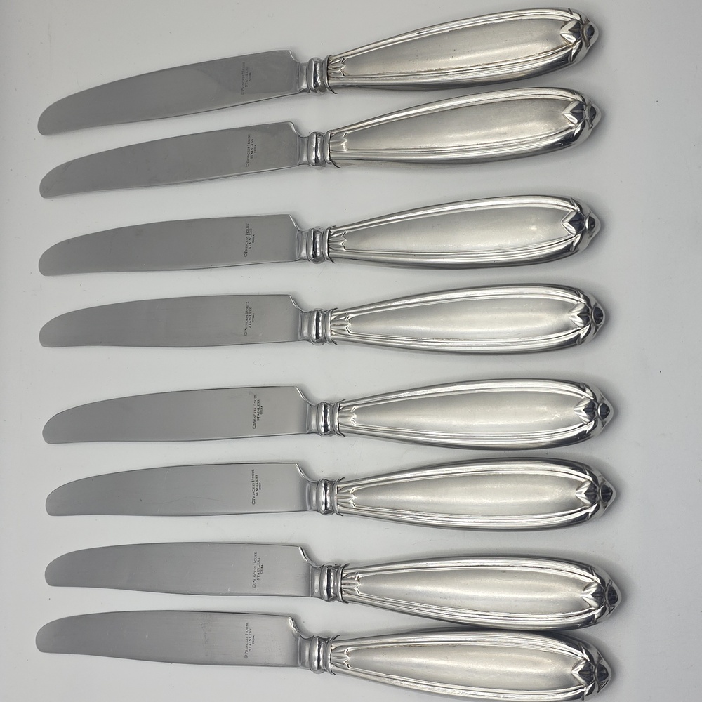 Set 8 Princess House Barrington Pattern Stainless Flatware Dinner Knives
